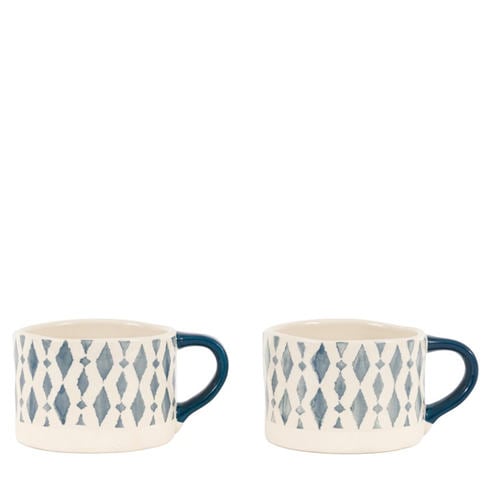Gallery - Ikat Diamond Print Mugs Blue (4pk)