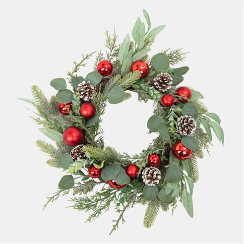 The Spirit Of Christmas - 50CM WREATH 54 Red Bauble One Size
