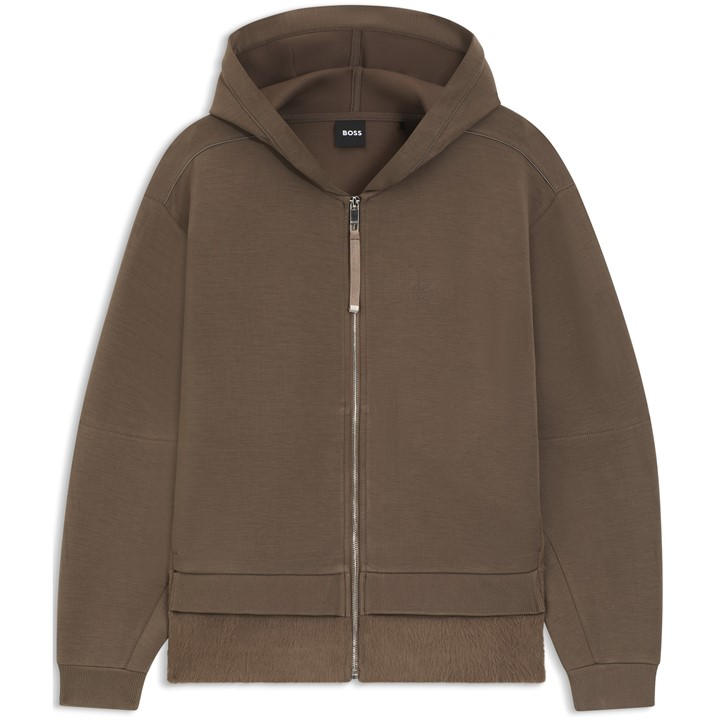 HUGO BOSS WOMEN'S EDAREE FULL ZIP HOODED FLEECE TOP FOR WARMTH