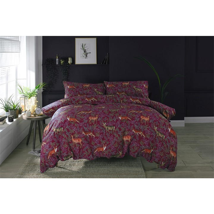 Deyongs Unisex Multi Fox And Deer Mulberry Duvet Set 99 King