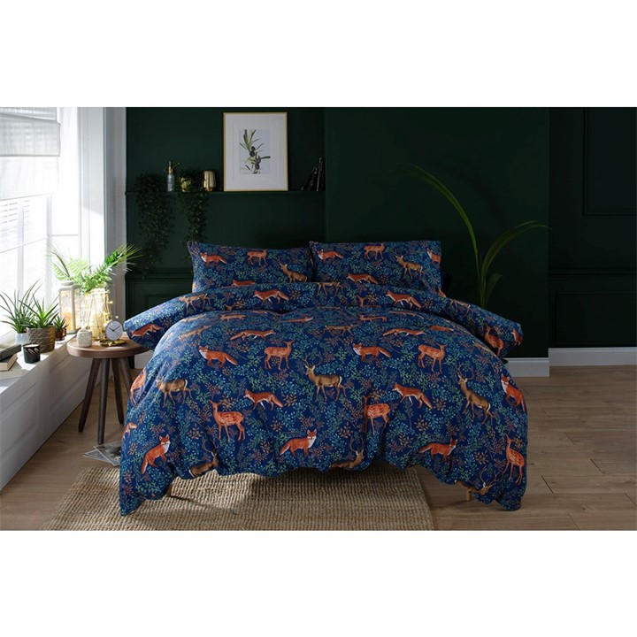 Deyongs Unisex Multi Fox And Deer Navy Duvet Set 99 Single