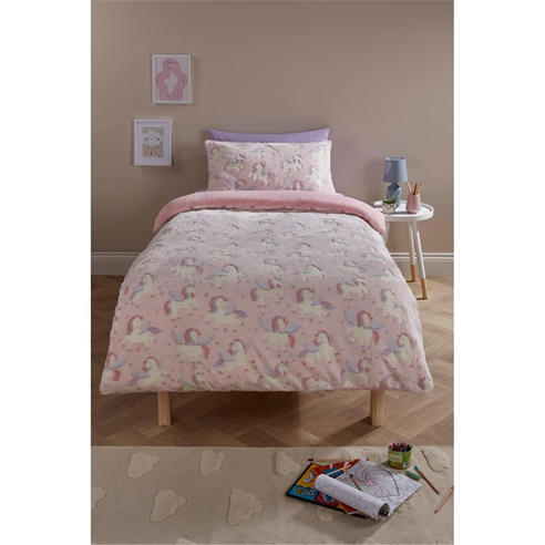 Homelife - Glow In The Dark Unicorn Teddy Fleece Duvet Set